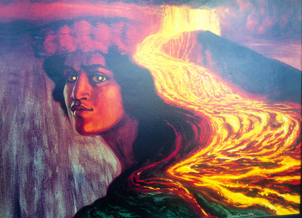 La déesse Pélé - vue d'artiste exposée au Jagger Museum.