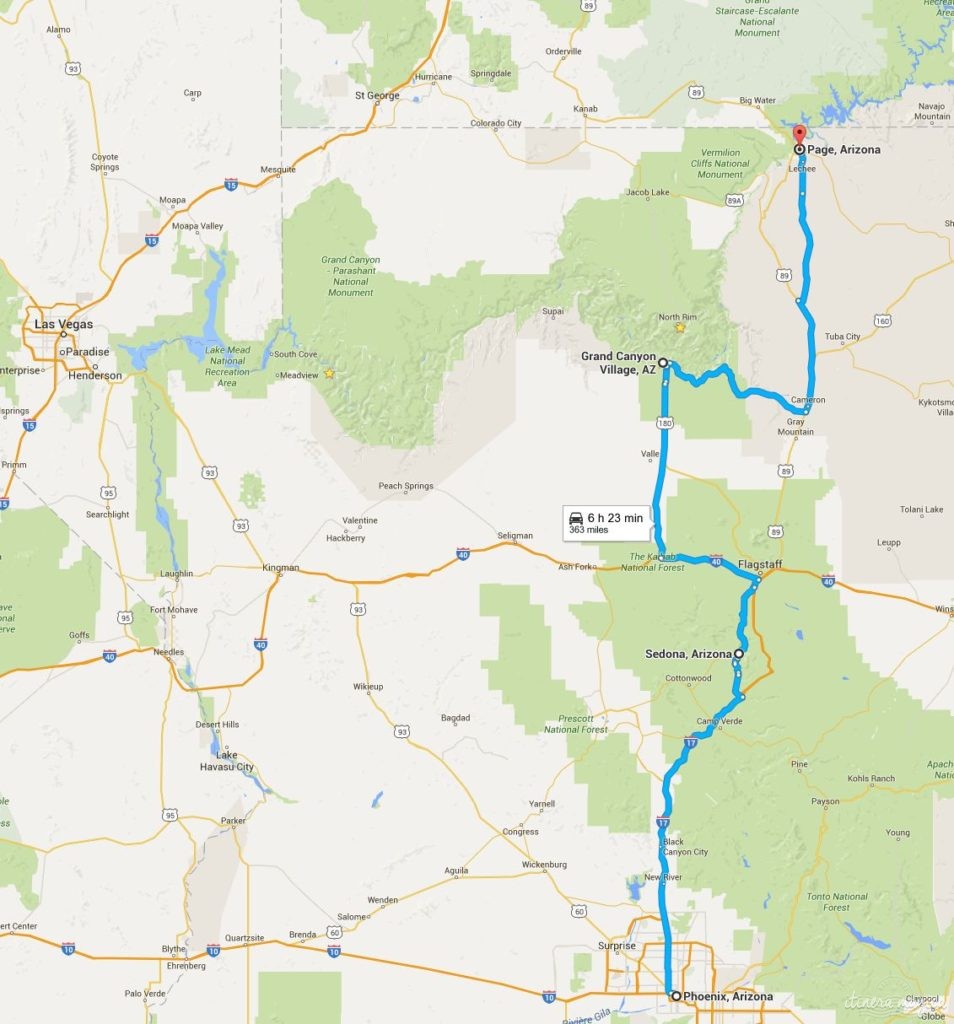 Mon itinéraire : Phoenix, Sedona, Grand Canyon Village, Page.